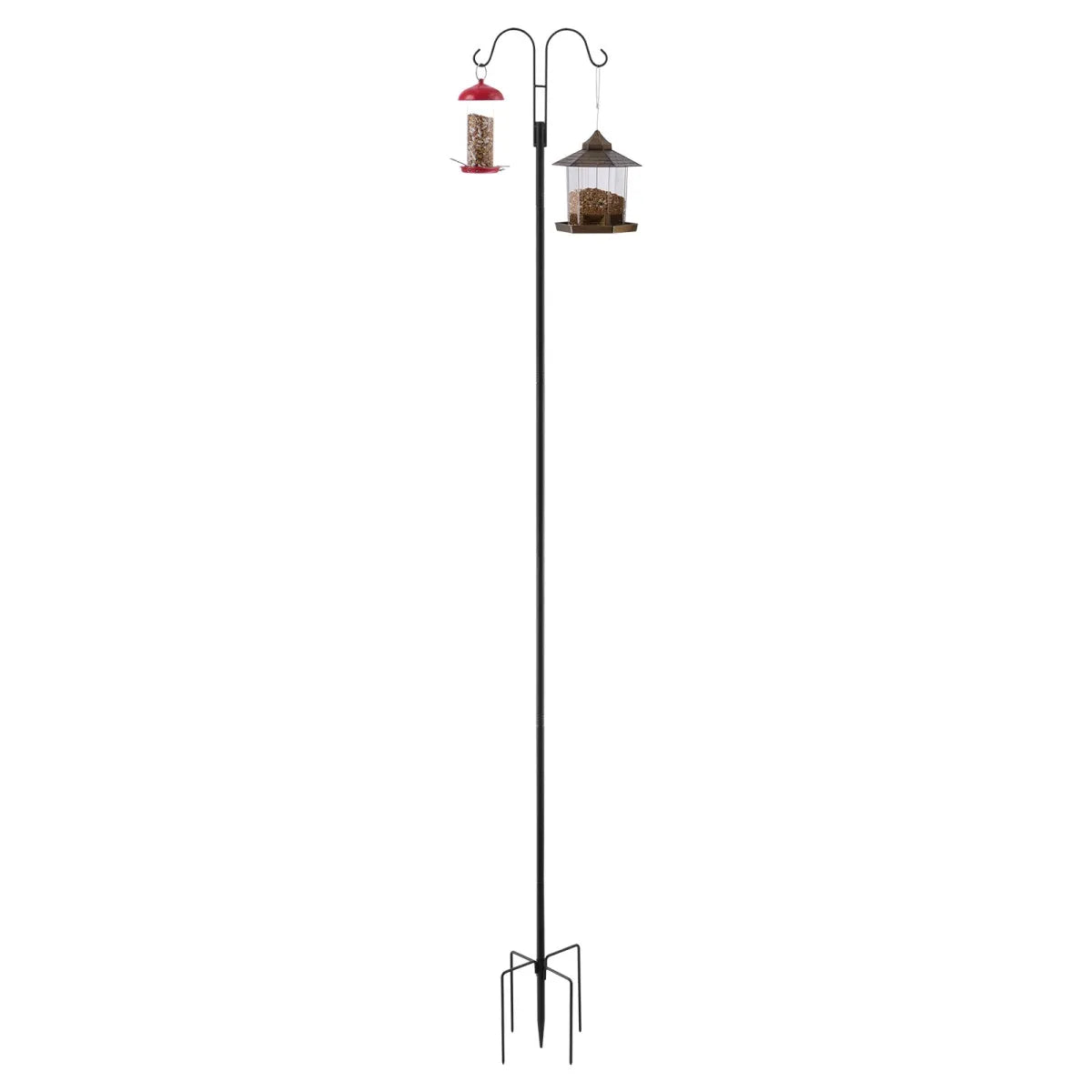 Double Shepherd's Hook Bird Feeder Pole, 92", 8-Pack, Black