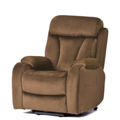 Power Lift Recliner Chair – Velvet Fabric with Wood & Steel Frame, Brown Living Room for Elderly – view 2