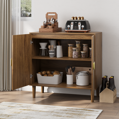 Line-groove buffet cabinet, brown