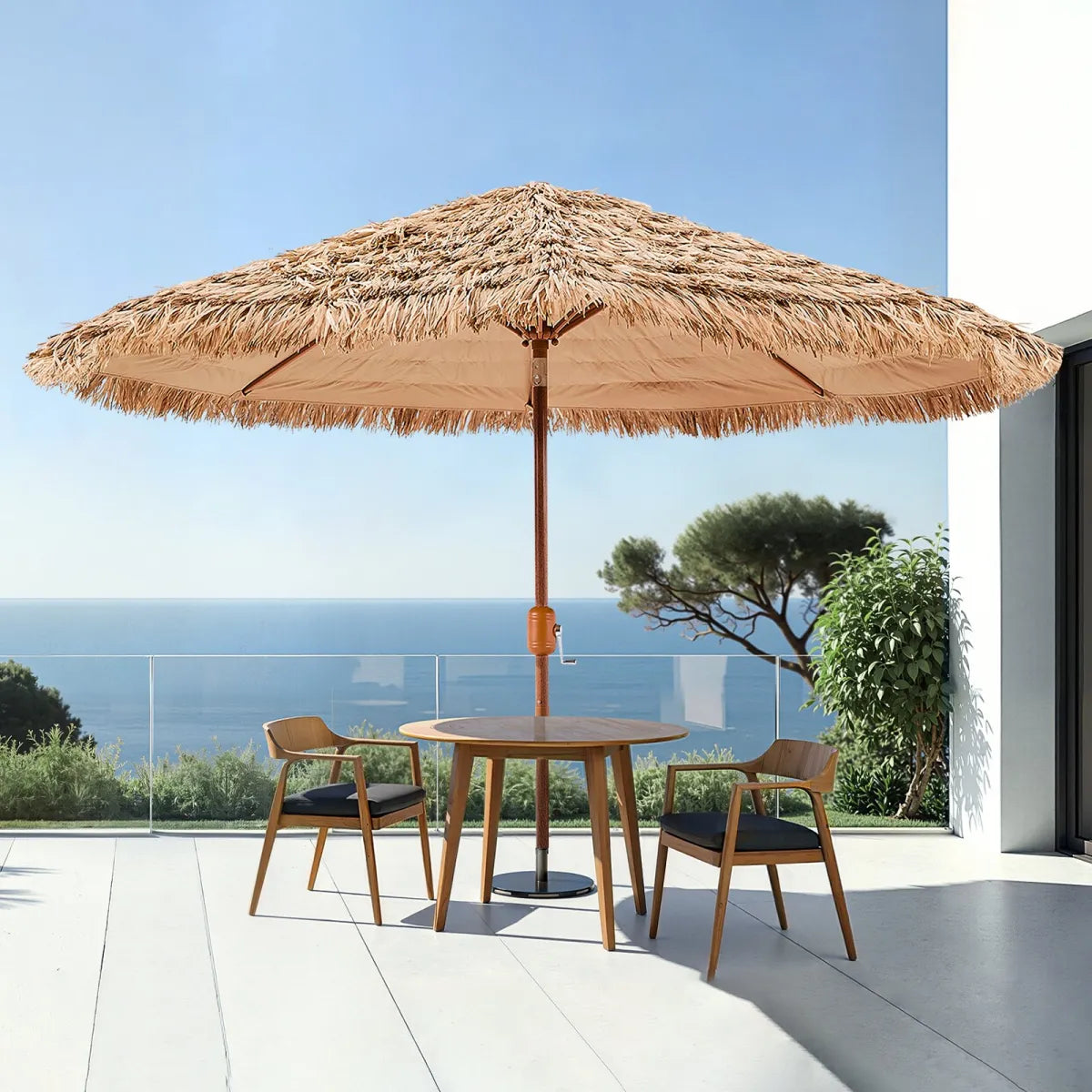 9 Ft Thatched Tiki Patio Umbrella – Poolside and Beach Shade