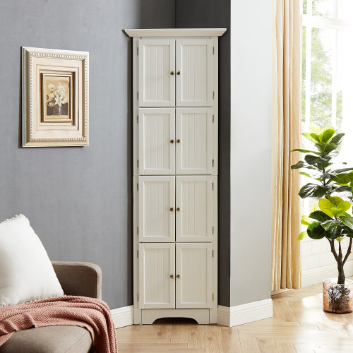 Tall storage cabinet with 4 shelves, white