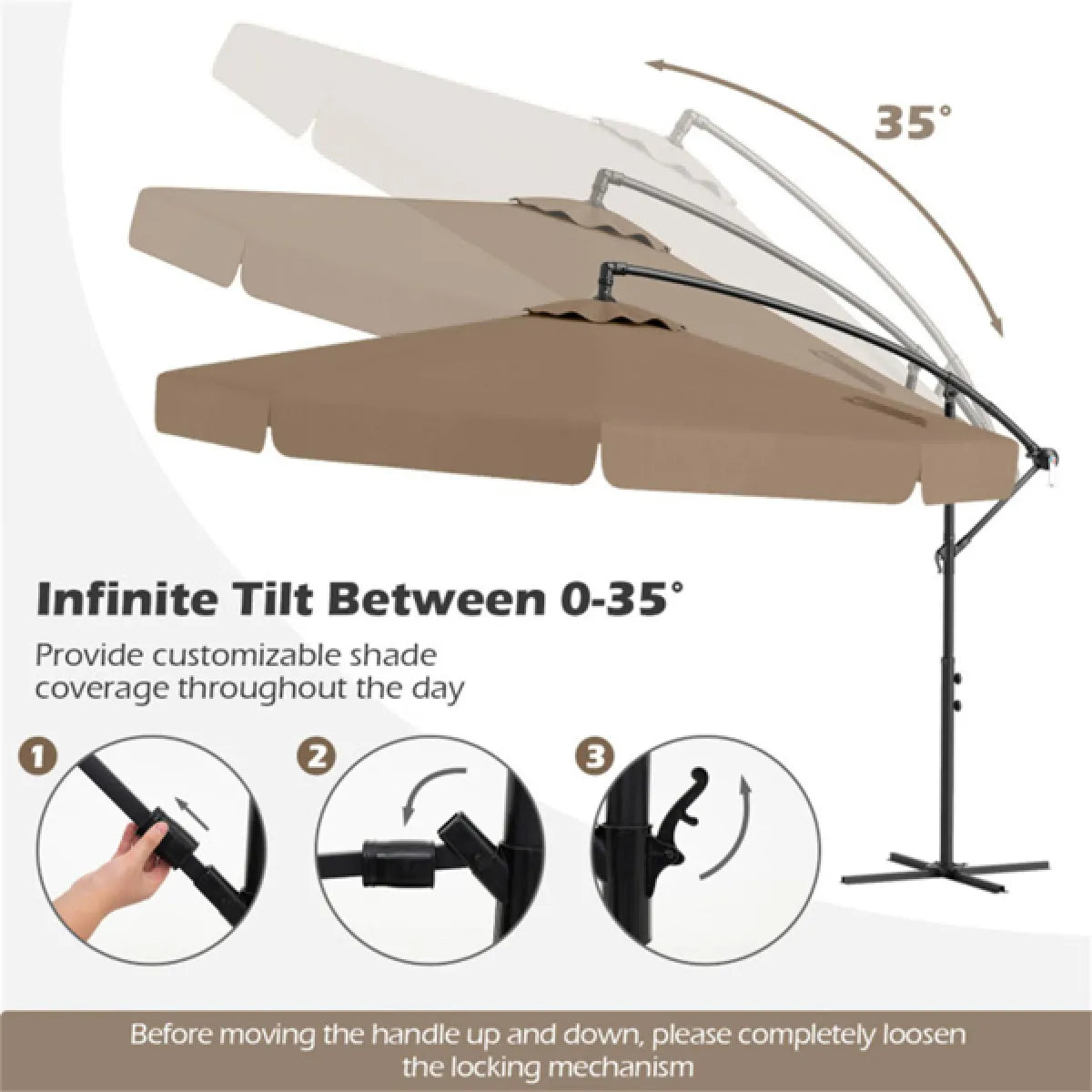 10ft Cantilever Patio Umbrella, Taupe