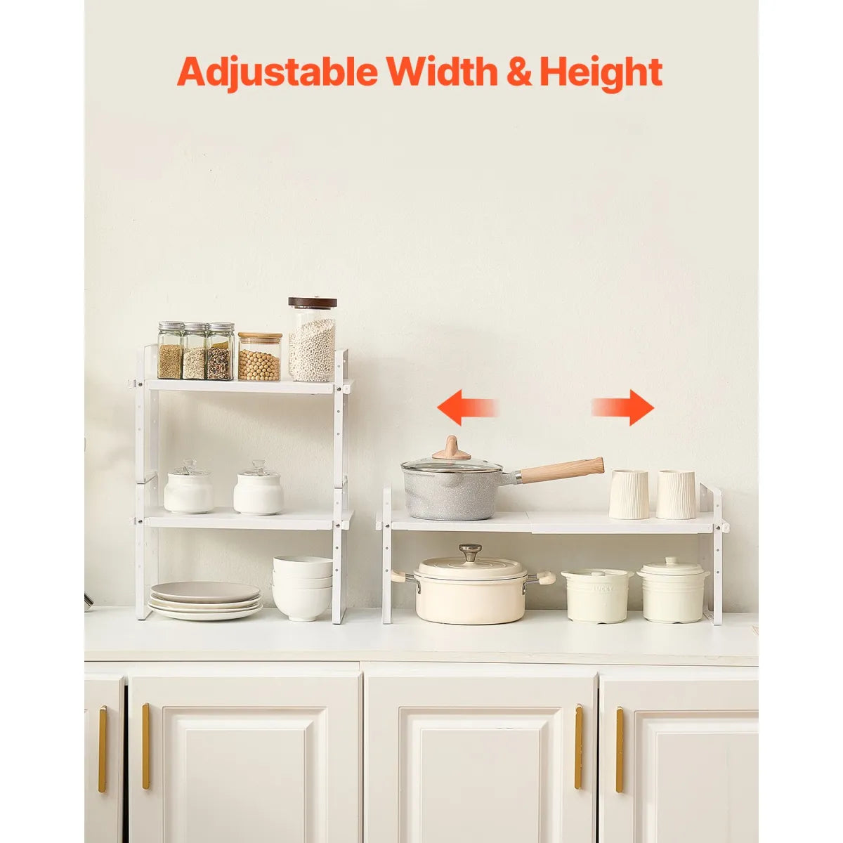 2-Tier Cabinet Organizer Shelf – Stackable Counter and Cabinet Storage Rack