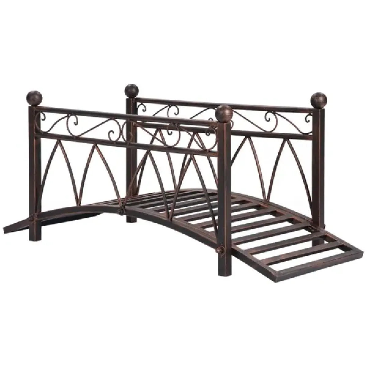 Wooden Garden Bridge with Rails