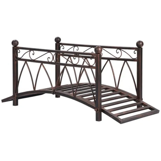 Wooden Garden Bridge with Rails