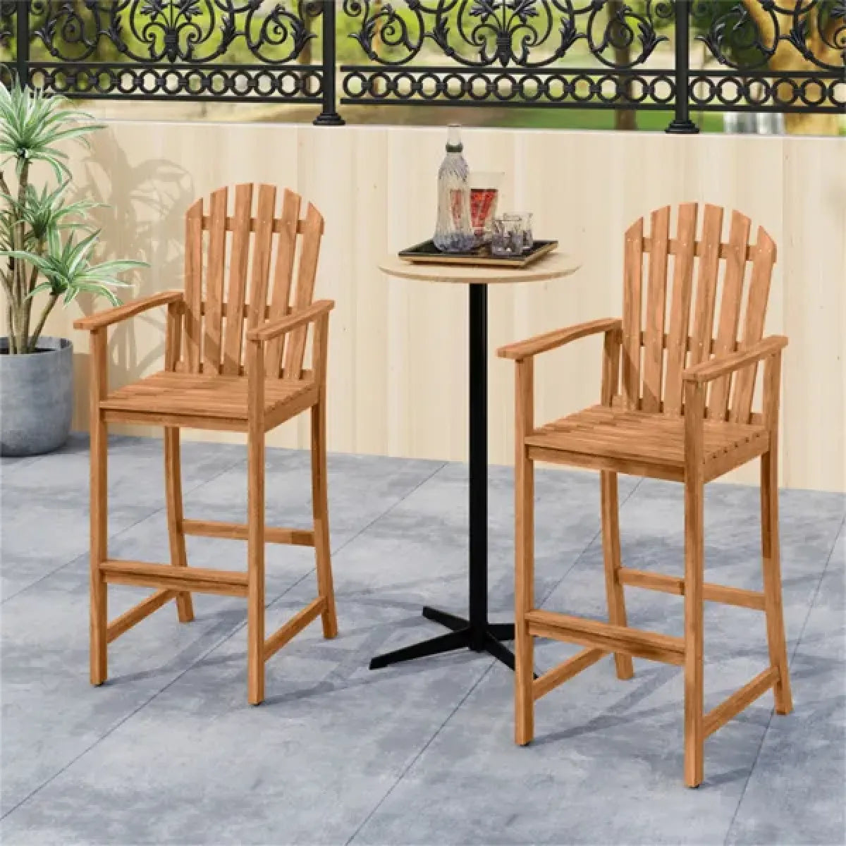31" Outdoor Bar Stool, Slatted Design – view 4
