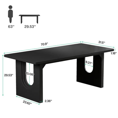 71 inch executive office desk with storage, black
