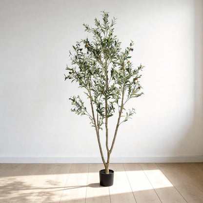 6 Ft Artificial Olive Tree in Black Pot, Lifelike Faux Potted Plant for Indoor Decor