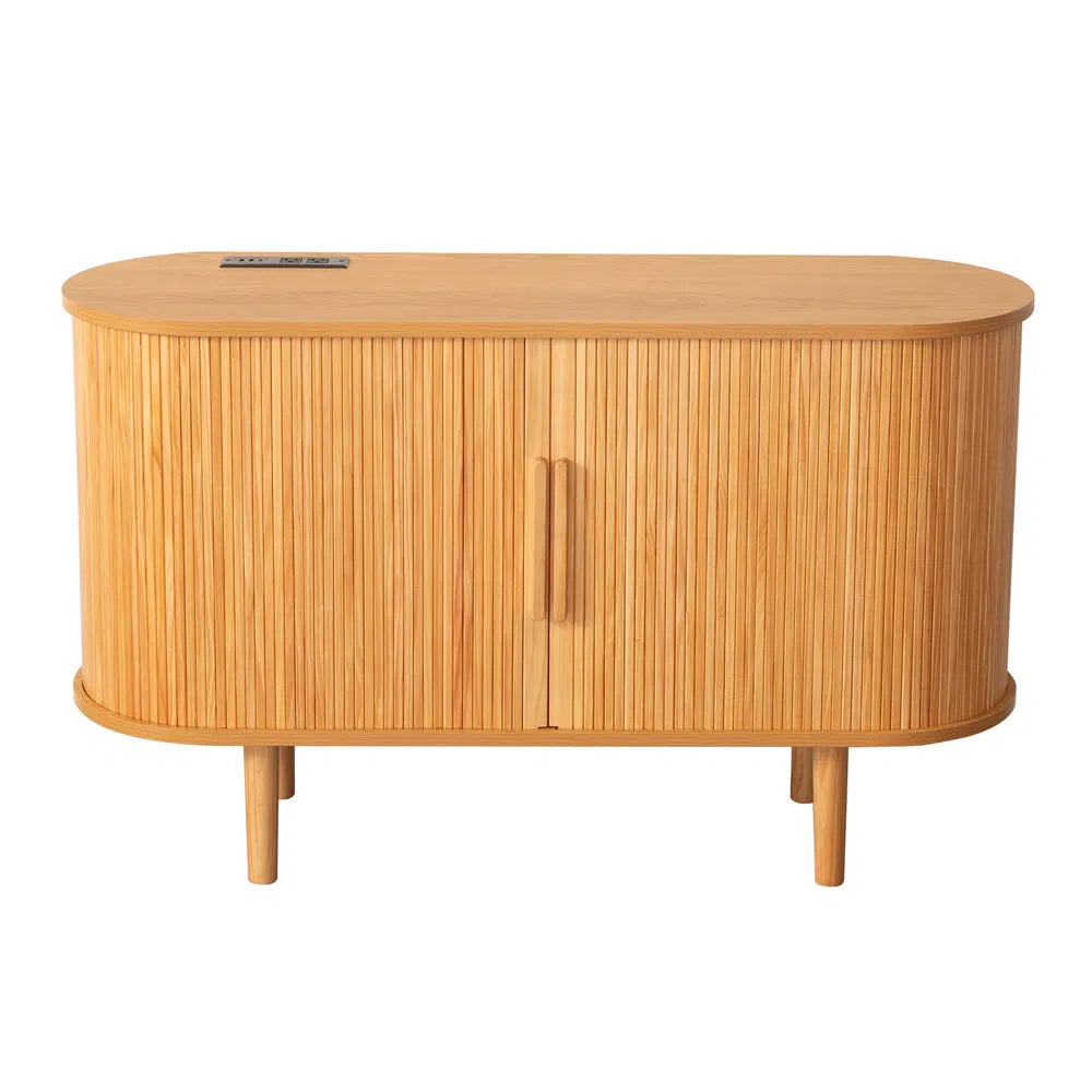Fluted sideboard buffet cabinet with tambour doors