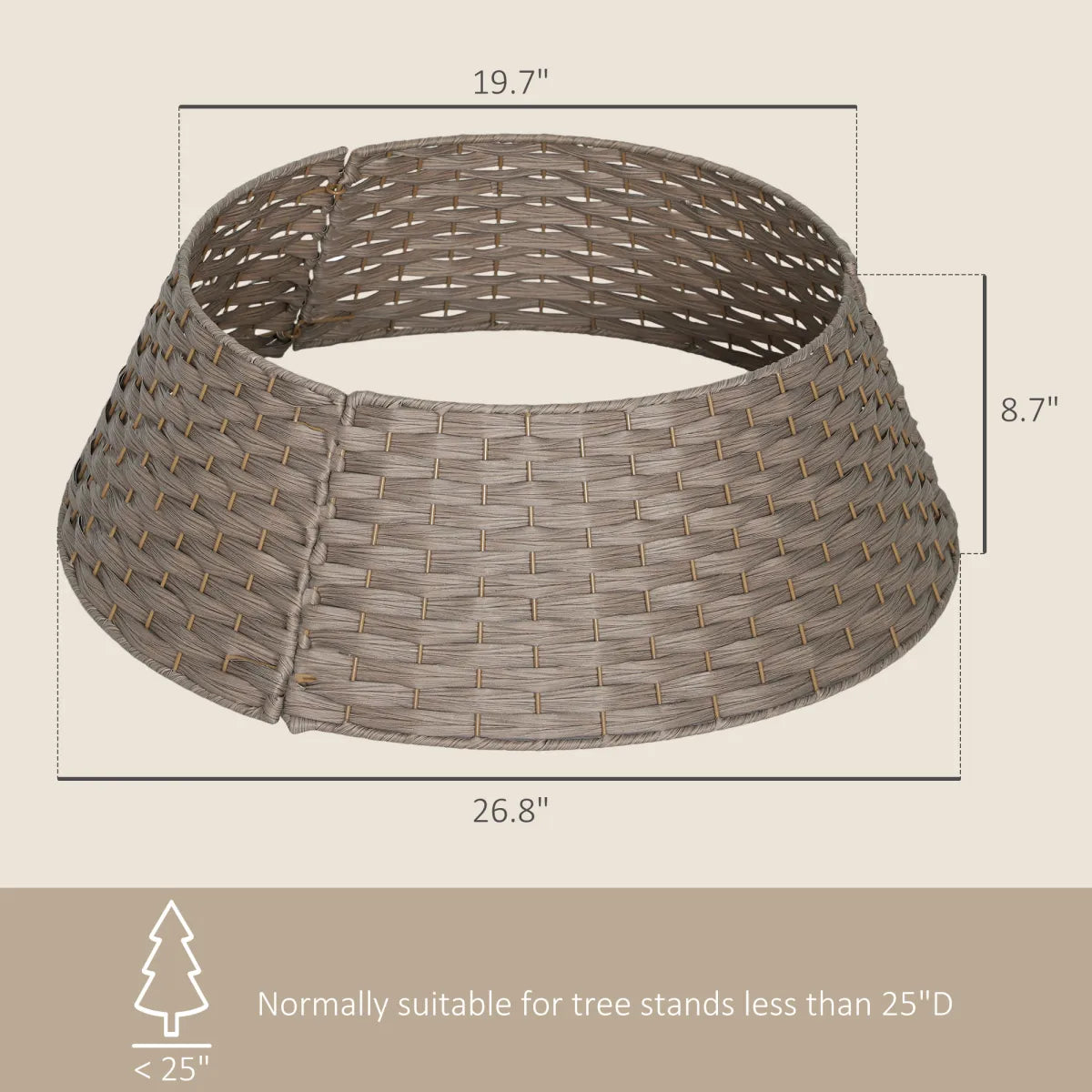 27" Rustic Woven Christmas Tree Collar, Coffee