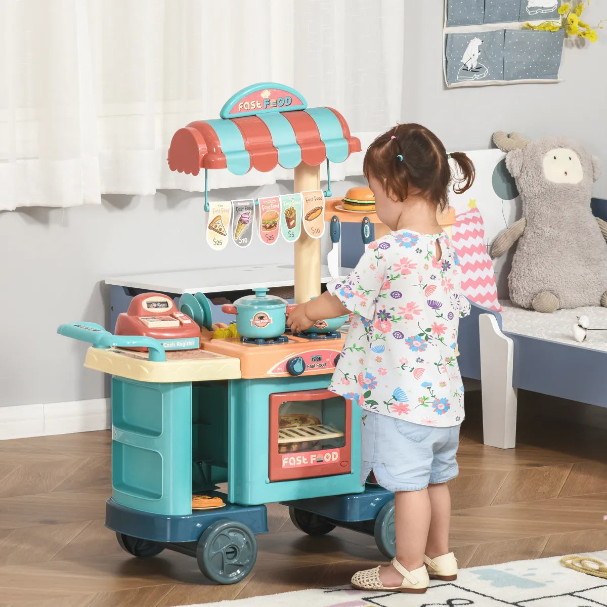 Kids Play Food Stand – Pretend Cashier Register Playset