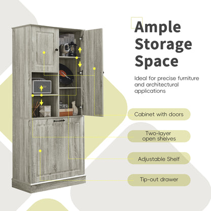 Tall Storage Cabinet with Flip-Out Basket, Oak – alternate view 1