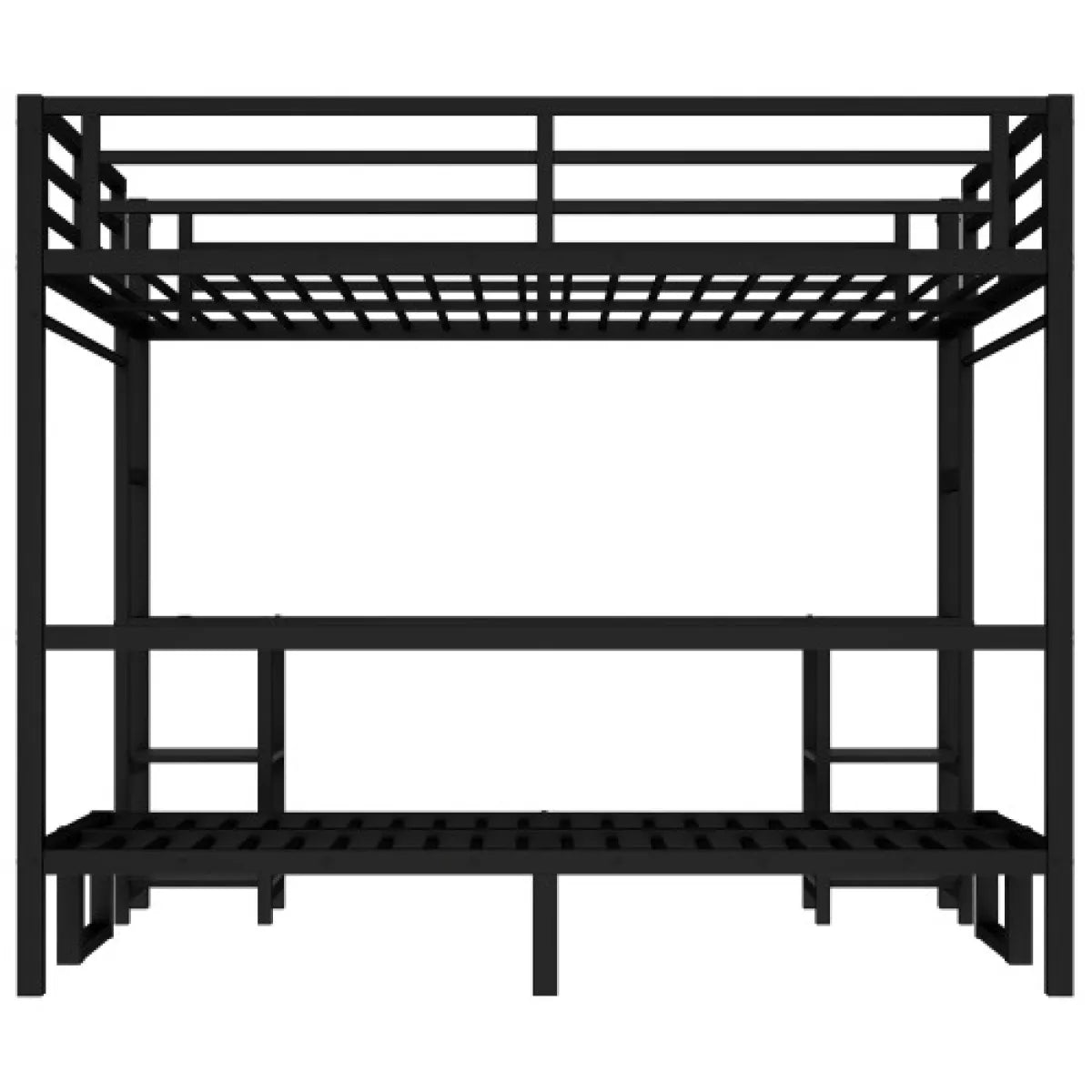 Queen Over Twin XL Metal Bunk Bed – Loft Bed with Desk, Shelves & Fold-Out Sofa, Black – view 6
