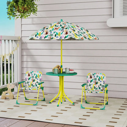 Kids Picnic Table with 2 Folding Chairs and Umbrella