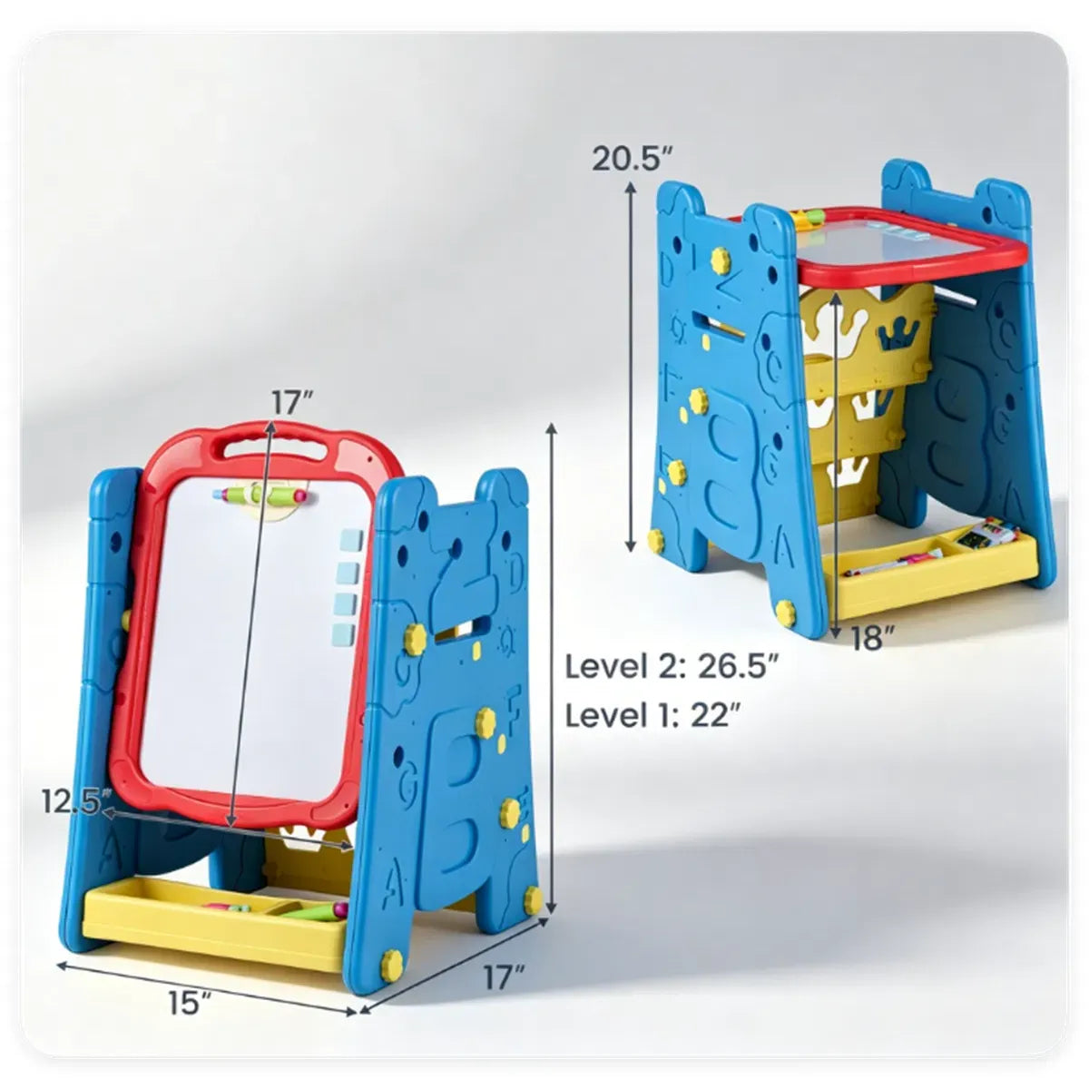3-in-1 Kids Art Easel – Double-Sided Magnetic Whiteboard & Chalkboard