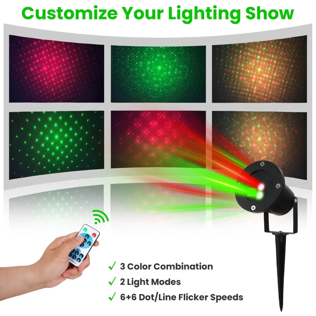 Outdoor Laser Projector Light, Red and Green Christmas Projection