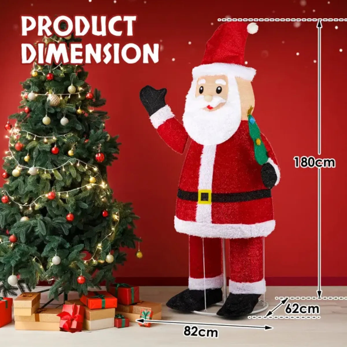 6 Ft Pre-Lit Pull-Up Santa Claus Waving Christmas Yard Decoration