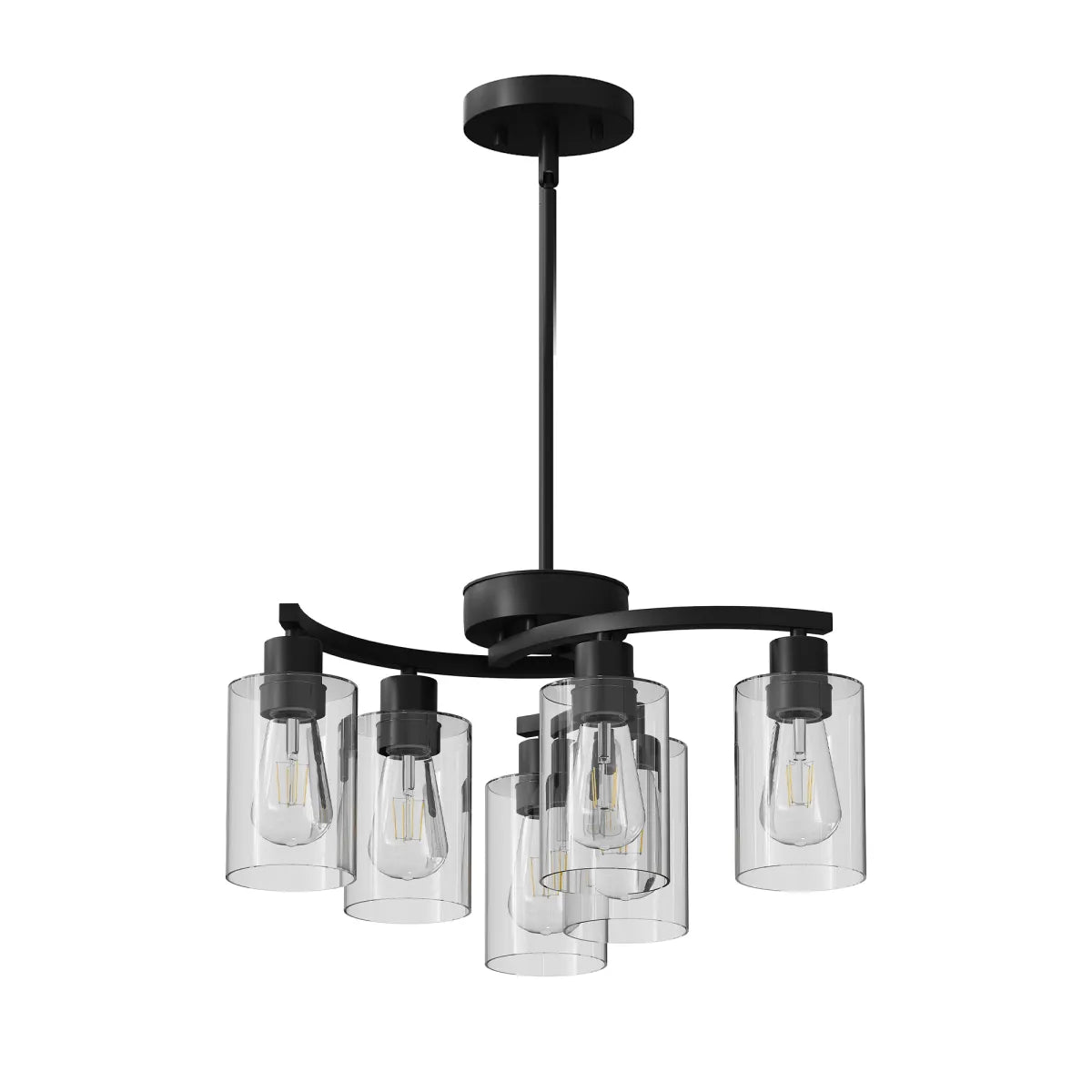 6-Light Modern Farmhouse Black Chandelier – Dining Room and Entryway Lighting