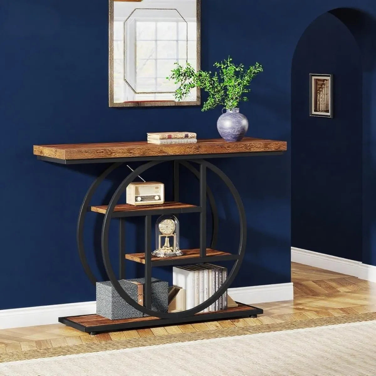 Console Table – Industrial 4-Tier Sofa & Entryway Table, Rustic Brown – view 3