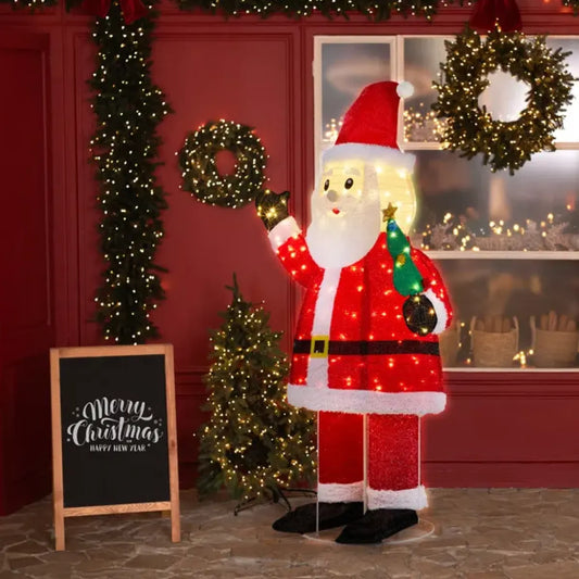 6 Ft Pre-Lit Pull-Up Santa Claus Waving Christmas Yard Decoration