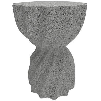Spiral Flower-Top Garden Stool Side Table, Grey