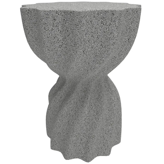 Spiral Flower-Top Garden Stool Side Table, Grey