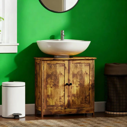 Rustic Wood Bathroom Vanity Cabinet, Under-Sink Storage