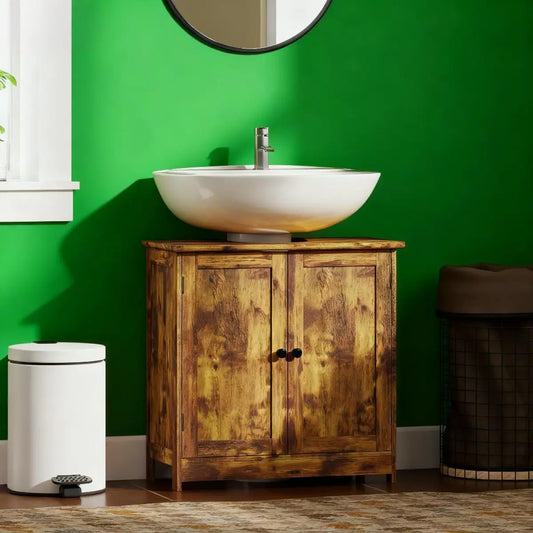 Rustic Wood Bathroom Vanity Cabinet, Under-Sink Storage
