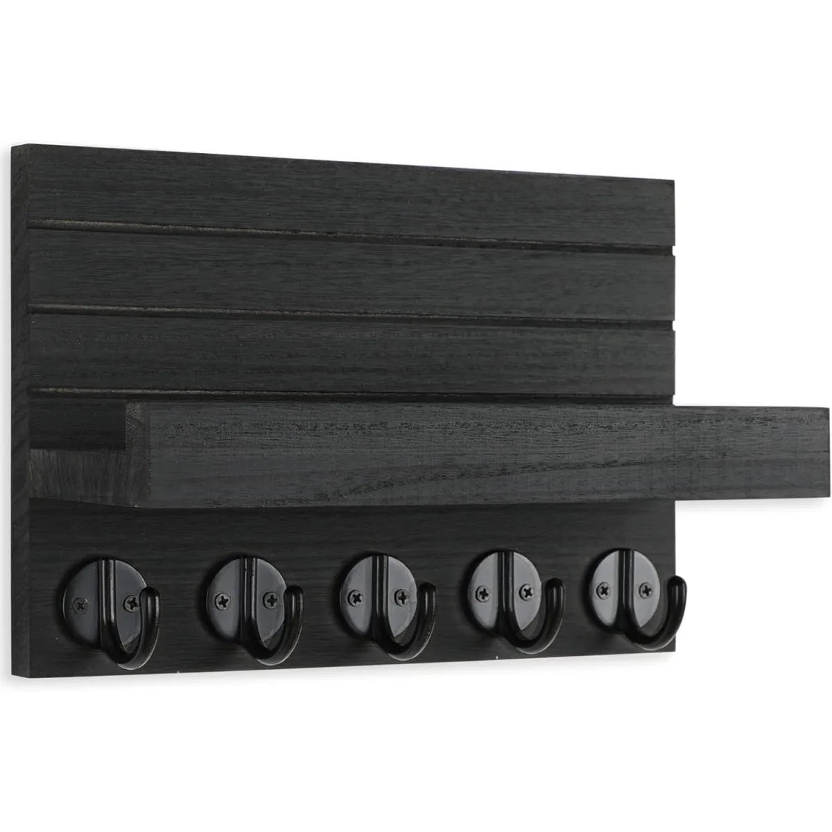 Wall Key Holder with Shelf, Decorative Mail Organizer, Paulownia Wood