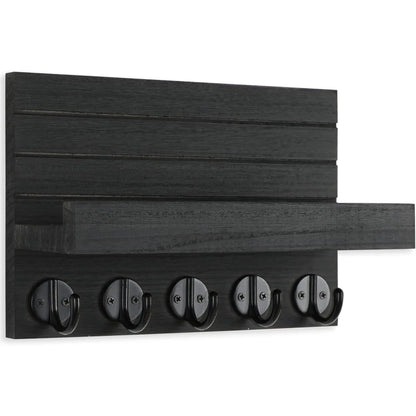 Wall Key Holder with Shelf, Decorative Mail Organizer, Paulownia Wood
