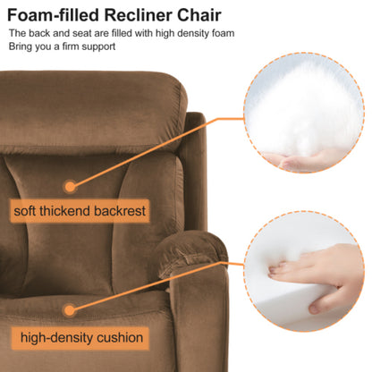 Power Lift Recliner Chair – Velvet Fabric with Wood & Steel Frame, Brown Living Room for Elderly – view 4