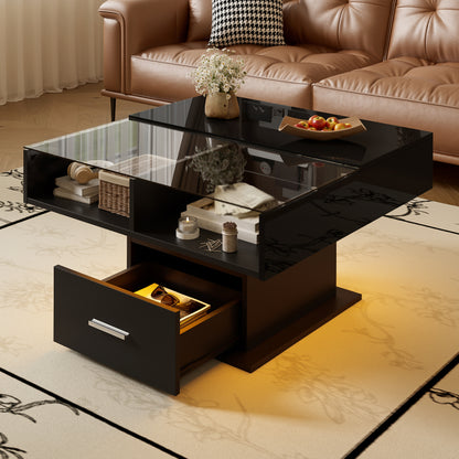 Lift-Top LED Coffee Table, Black – alternate view 4