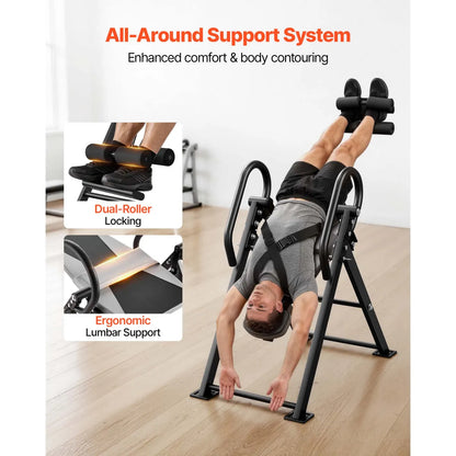 Heavy Duty Inversion Table for Back Pain Relief with Dual-Roller Locking