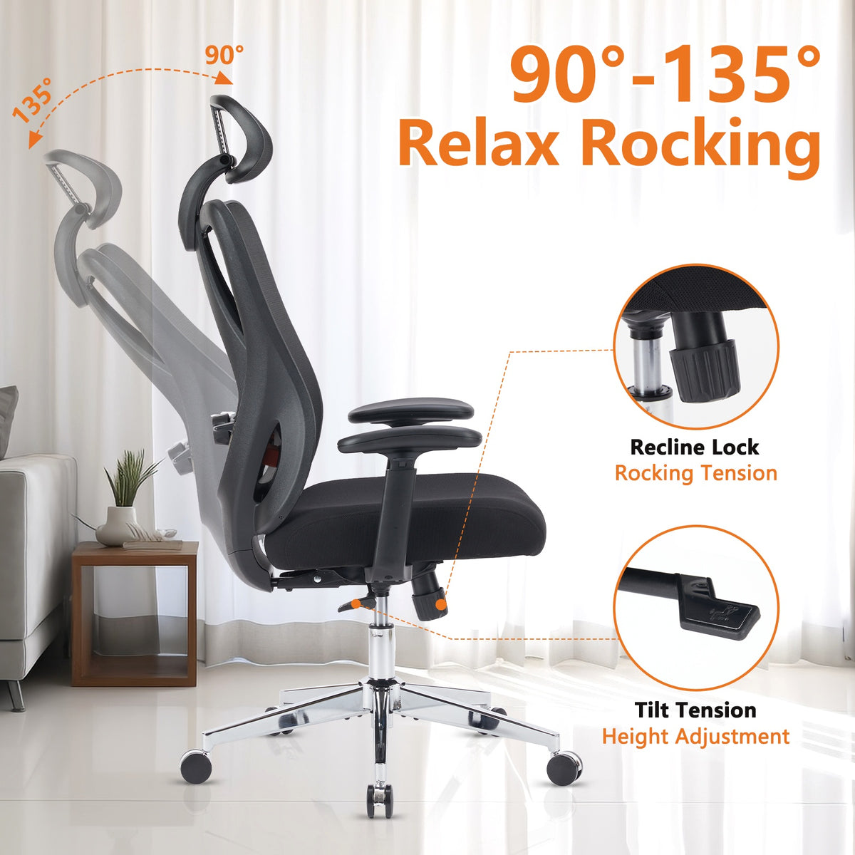 Ergonomic office chair with lumbar support