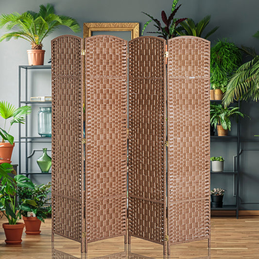 6 foot tall 4 panel wicker weave room divider privacy screen
