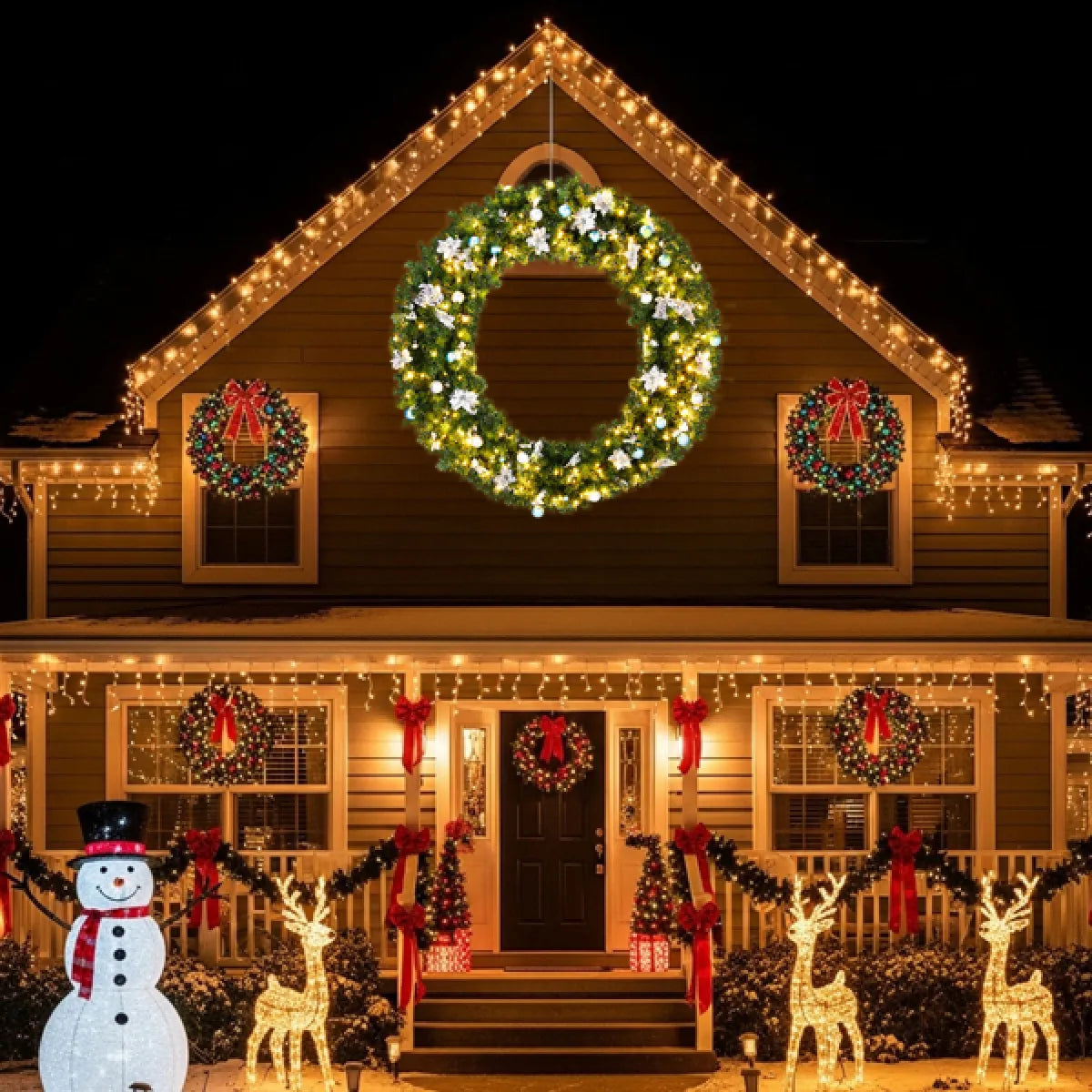 60 In Pre-Lit Artificial Christmas Wreath