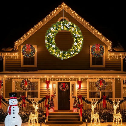 60 In Pre-Lit Artificial Christmas Wreath