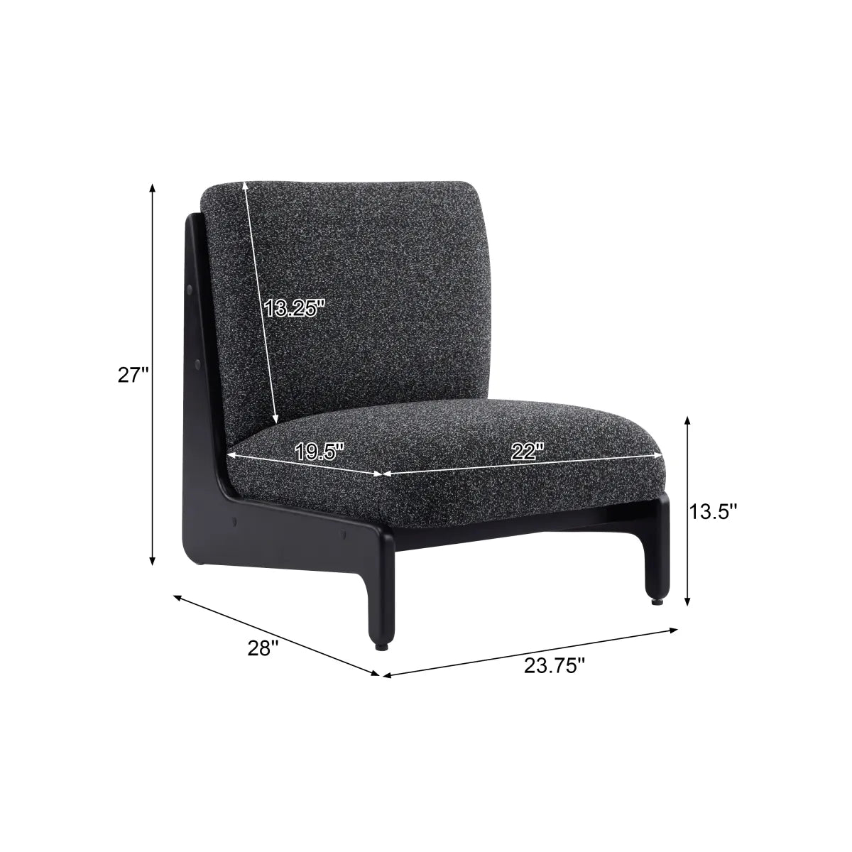 Modern Accent Chair Set of 2, Black with Solid Wood Frame – view 3
