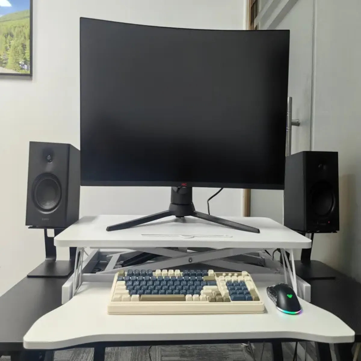 32" Height-Adjustable Standing Desk Converter, White