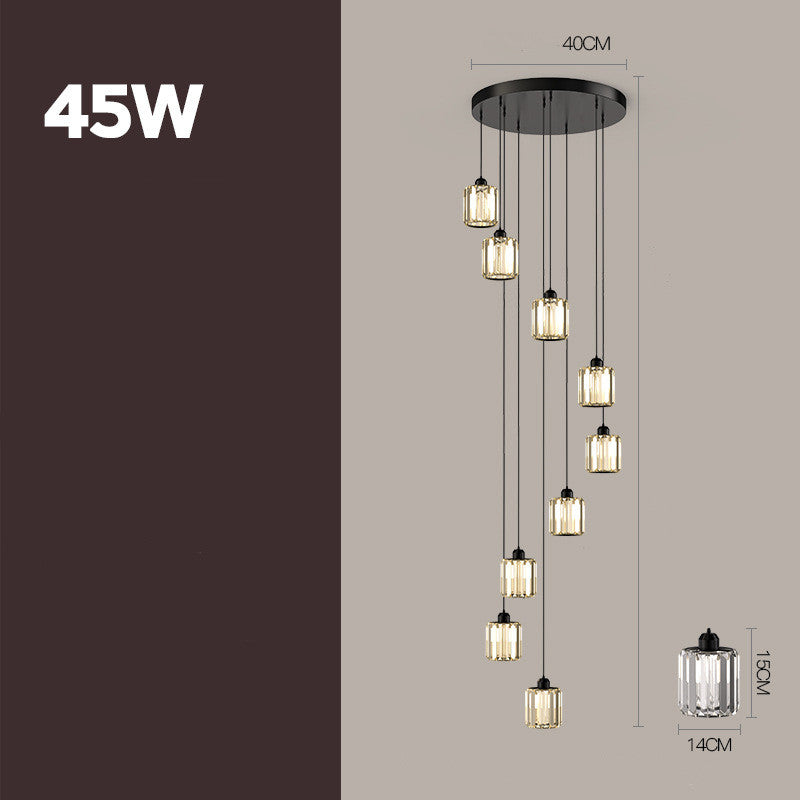 Disc-style glass chandelier, black
