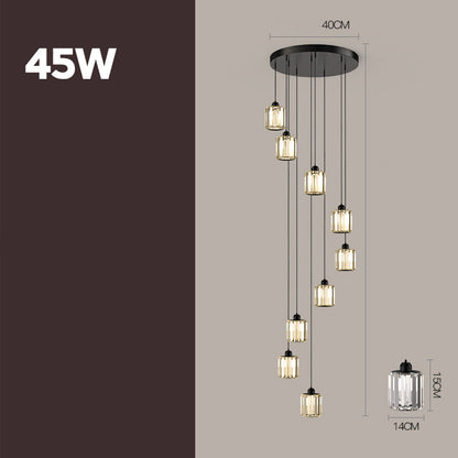 Disc-style glass chandelier, black