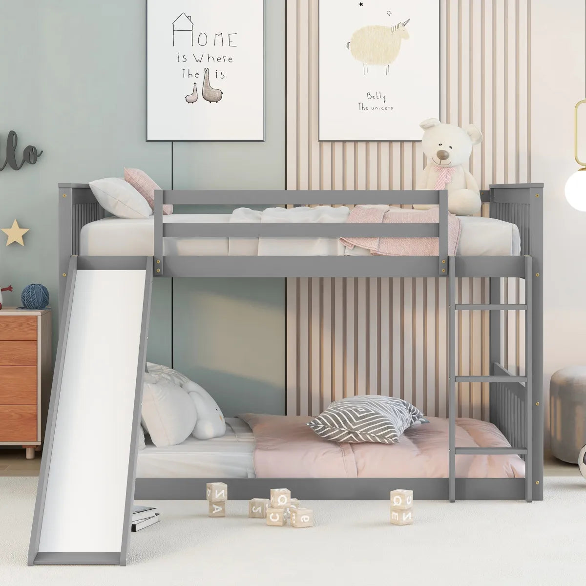 Full Over Full Bunk Bed with Slide – view 5