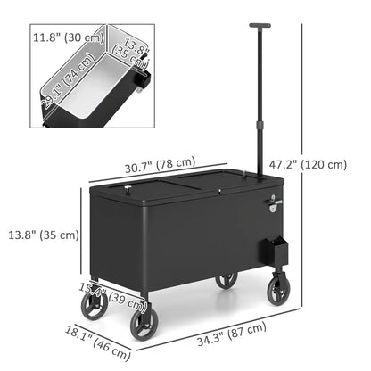 80-Qt Rolling Patio Cooler Cart, Black