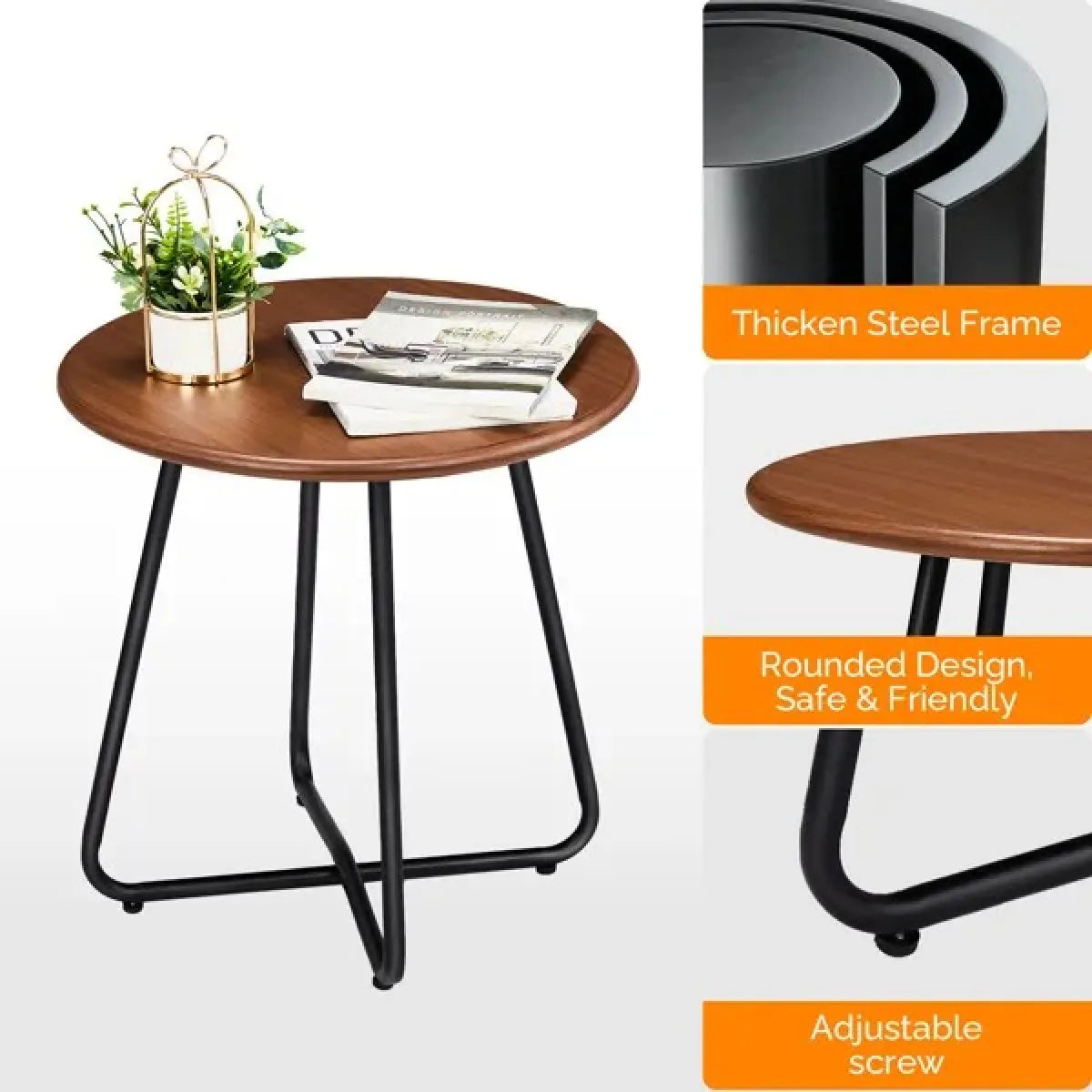 Weather-Resistant Outdoor Side Table – Patio Table with Wood-Look Top