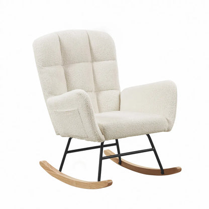 Cream Teddy Fleece Rocking Armchair – view 5