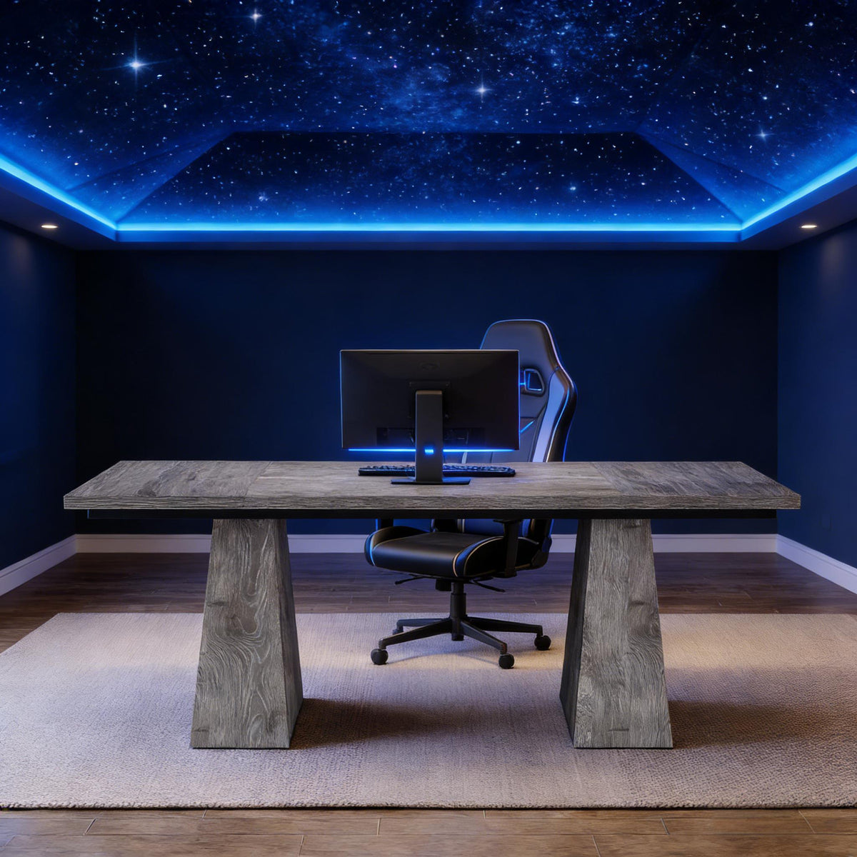 Executive desk workstation, grey