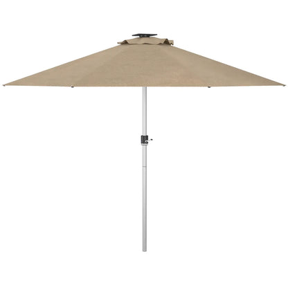 Solar LED Lighted Patio Umbrella, Khaki