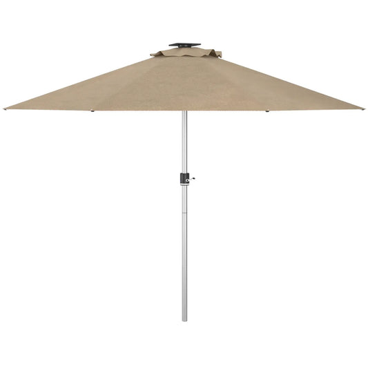 Solar LED Lighted Patio Umbrella, Khaki