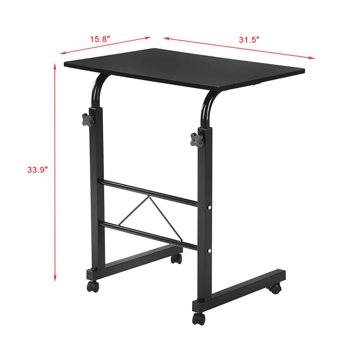 Rolling Sofa Side Tray Table – Height Adjustable C-Shape Snack Table