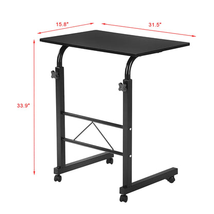 Rolling Sofa Side Tray Table – Height Adjustable C-Shape Snack Table